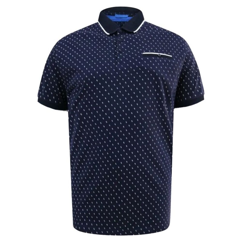 Duke Mens Reid D555 All-Over Print Tipped Kingsize Polo Shirt / Navy